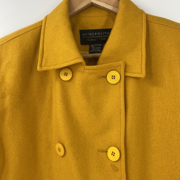 Metropolitan  Wool double breasted blazer jacket 2 pockets career crop elegant - Picture 2 of 16